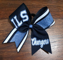 Load image into Gallery viewer, Striped Cheer/Softball/Dance Bow with 2 Names
