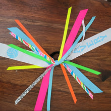 Load image into Gallery viewer, Colorful  volleyball ribbons with various patterns and name 
