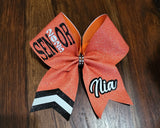 FULL Glitter Chevron Tail Senior Cheer Bow with Name