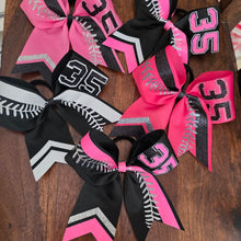 Load image into Gallery viewer, Softball Bow with number and name
