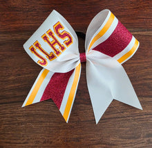 Load image into Gallery viewer, Striped Cheer/Softball/Dance Bow with Name
