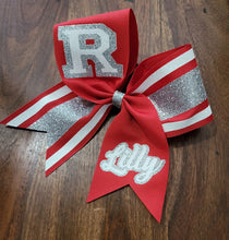 Load image into Gallery viewer, Striped Cheer/Softball/Dance Bow with 2 Names
