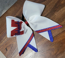 Load image into Gallery viewer, Chevron Tail Cheer/Softball/Dance Bow with 2 Names
