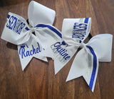 Senior Cheer/ Softball /Dance Bow with Name and Graduation Cap.