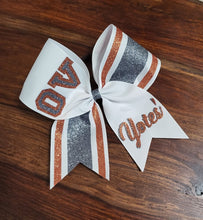 Load image into Gallery viewer, Striped Cheer/Softball/Dance Bow with 2 Names
