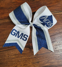 Load image into Gallery viewer, Striped Chevron Tail Cheer Bow with Names
