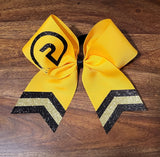 Custom Purple/Orange/Yellow Cheer/Dance/ Softball Bow with Name