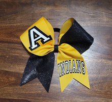 Load image into Gallery viewer, Half Glitter Cheer/Softball/Dance Bow with 2 Names
