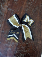Striped Chevron Tail Cheer Bow /Softball Bow/Dance Bow with Name
