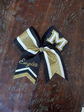 Striped Chevron Tail Cheer Bow /Softball Bow/Dance Bow with Name