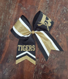 Striped Chevron Tail Cheer Bow /Softball Bow/Dance Bow with Name