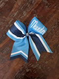 Striped Chevron Tail Cheer Bow /Softball Bow/Dance Bow with Name