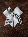 Senior Cheer Bow/ Softball Bow/Dance Bow with Name and Graduation Cap.