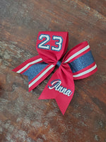 Striped Cheer Bow/Softball Bow/Dance Bow with Name