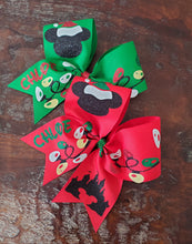 Load image into Gallery viewer, Christmas Themed Cheer Bow.
