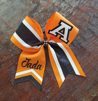 Striped Chevron Tail Cheer Bow /Softball Bow/Dance Bow with Name