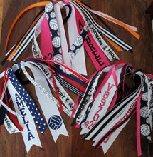 Load image into Gallery viewer, Volleyball Hair Tie Streamer/Spirit Ribbons with Name and Number
