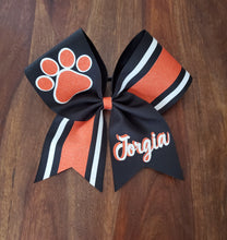 Load image into Gallery viewer, Striped Cheer/Softball/Dance Bow with 2 Names
