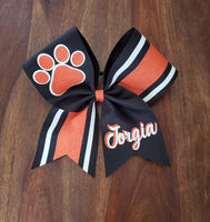 Striped Cheer Bow/Softball Bow/Dance Bow with Name