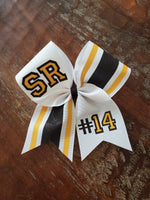 Striped Cheer Bow/Softball Bow/Dance Bow with Name
