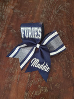 Striped Cheer Bow/Softball Bow/Dance Bow with Name