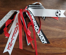 Load image into Gallery viewer, Soccer Spirit Ribbons/Hair Streamers with Name and Number
