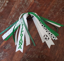 Load image into Gallery viewer, Soccer Spirit Ribbons/Hair Streamers with Name and Number
