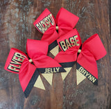 Custom Cheer Bow/Senior Bow/Softball Bow/ with Name and Striped tail