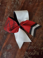 Full glitter Chevron tail cheer bow with 1 name.