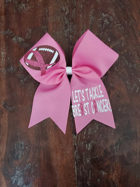 Custom Pink Breast Cancer Awareness Cheer Bow