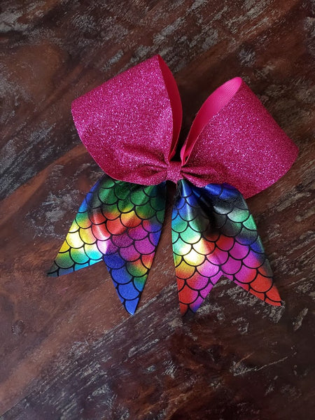 Mermaid tail Colorful Cheer Bow