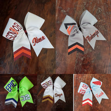 Load image into Gallery viewer, Senior Chevron tail Cheer/Softball/Dance Bow with Name
