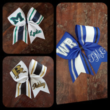 Load image into Gallery viewer, Striped Cheer/Softball/Dance Bow with 2 Names
