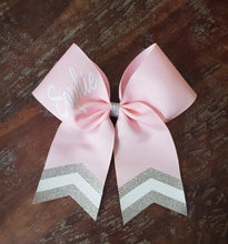 Load image into Gallery viewer, Custom Green or Pink Cheer/Dance /Softball Bow with Name
