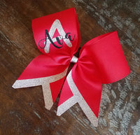 T-Chevron Tail Cheer Bow/Softball Bow/Dance Bow with 2 names.
