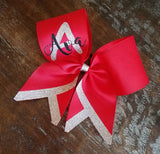 T-Chevron Tail Cheer Bow/Softball Bow/Dance Bow with 2 names.