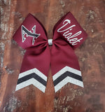 Custom Cheer Bow / Softball Bow / Dance Bow with Chevron Tail and 2 Names