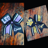Striped Cheer Bow/Softball Bow/Dance Bow with Name
