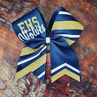 Striped Tick Tock Cheer bow/ Softball Bow/Dance Bow with Name.