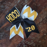 Custom Half Fabric/Half Chevron Cheer Bow/Softball Bow/Dance Bow with 2 names