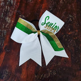 Striped Glitter Cheer Bow/Softball Bow/Dance Bow/Senior Bow with Names