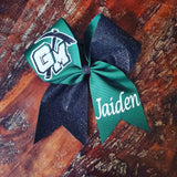 Tick Tock Cheer Bow/Softball Bow/Dance Bow with Name