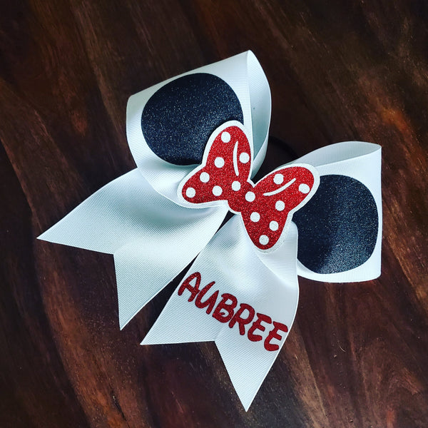 Minnie Cheer Bow with 3D bow and Name