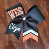 Chevron Tail Cheer Bow/Dance Bow/Softball Bow with Name