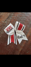 Load image into Gallery viewer, Striped Cheer/Softball/Dance Bow with 2 Names
