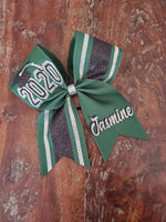 Senior Striped Cheer Bow/Graduation Bow/ with Name