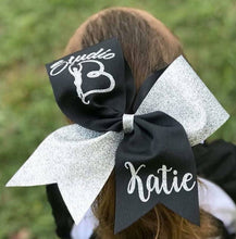 Load image into Gallery viewer, Half Glitter Cheer/Softball/Dance Bow with 2 Names
