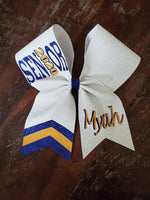 FULL Glitter Chevron Tail Senior Cheer Bow with Name
