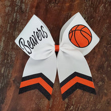 Load image into Gallery viewer, Custom Cheer/ Softball/ Dance Bow with Chevron Tail and 2 Names
