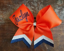 Load image into Gallery viewer, Chevron Tail Cheer /Softball/Dance Bow with 1 Name
